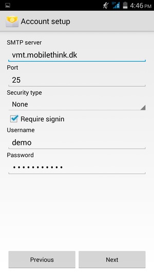 Enter Outgoing server address