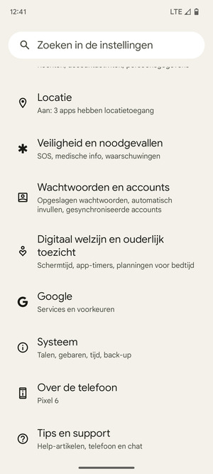 Scroll naar en selecteer Systeem