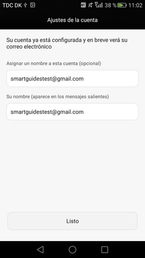 Déle a su cuenta un nombre y escriba su nombre. Seleccione Listo