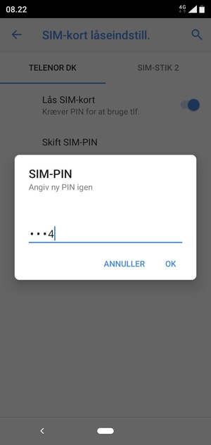 Bekræft din nye PIN-kode til SIM-kort og vælg OK