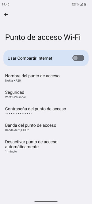 Seleccione Contraseña del punto de acceso