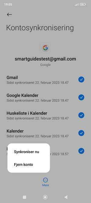 Vælg Synkroniser nu