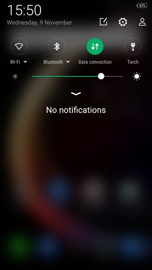 Slide down the top menu again