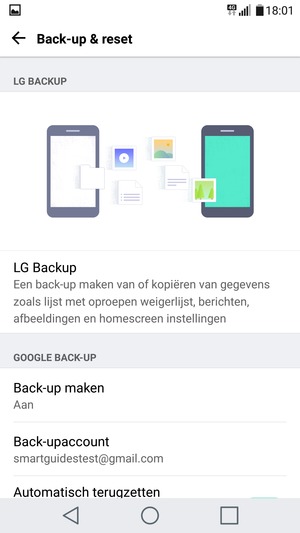 Selecteer Back-upaccount
