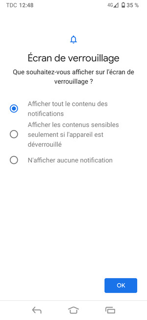 Sélectionnez votre option préférée et sélectionnez OK