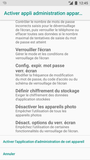 Faites défiler vers le bas et sélectionnez Activer l'application d'administration de cet appareil