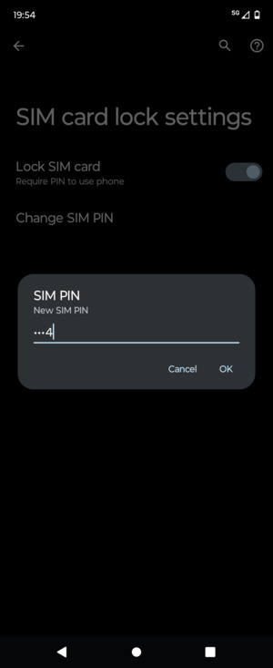 Enter your New SIM PIN and select OK