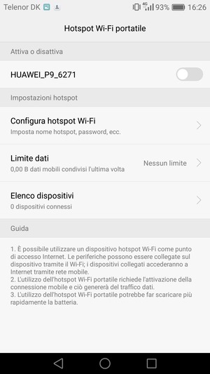 Seleziona Configura hotspot Wi-Fi