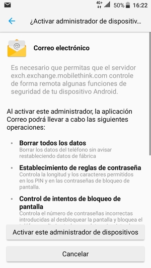 Seleccione Activar este administrador de dispositivos