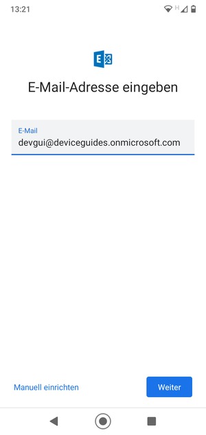 Geben Sie Ihre E-Mail-Adresse ein und wählen Sie Manuell einrichten