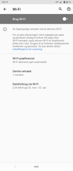 Aktiver Brug Wi-Fi