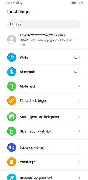 Velg Huawei-ID
