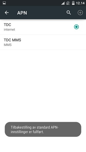 Telefonen din vil tilbakestilles til standard internett-og MMS-innstillinger