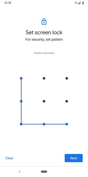 Draw an unlock pattern and select Next