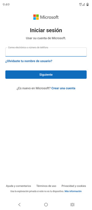 Introduzca su Dirección de correo electrónico y seleccione Siguiente