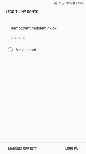 Skriv inn e-postadresse og passord. Velg LOGG PÅ
