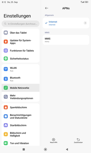 Wählen Sie Zurücksetzen