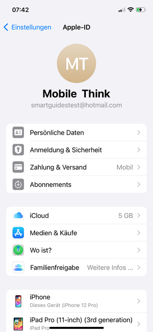Wählen Sie iCloud