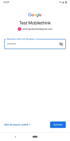 Saisissez votre mot de passe et sélectionnez Suivant