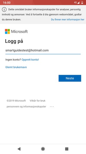 Skriv inn e-postadresse og velg Neste