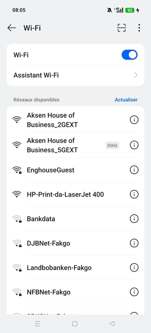 Sélectionnez le réseau sans fil auquel vous souhaitez vous connecter