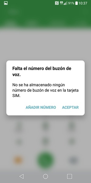 Si el correo de voz no está configurado, seleccione AÑADIR NÚMERO