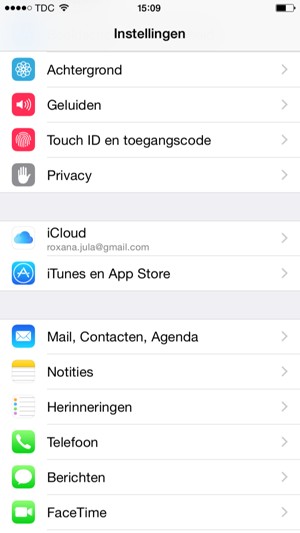 Selecteer iCloud
