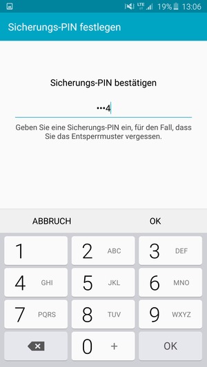 Bestätigen Sie Ihre Sicherungs-PIN und wählen Sie OK