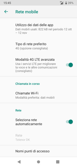 Seleziona Nomi punti di accesso