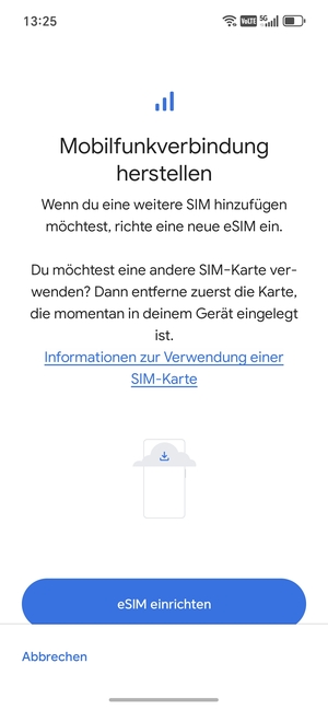 Wählen Sie eSIM einrichten