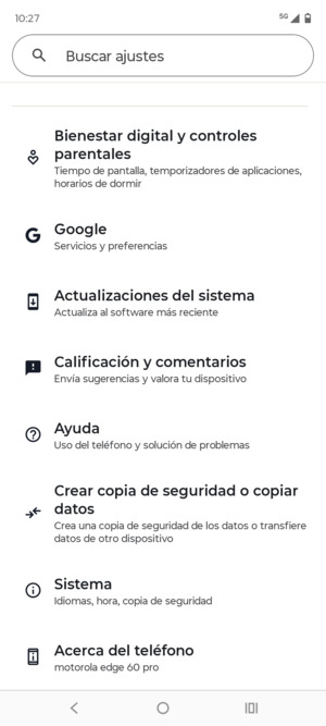 Desplácese y seleccione Actualizaciones del sistema