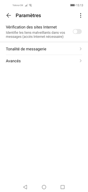 Sélectionnez Avancés