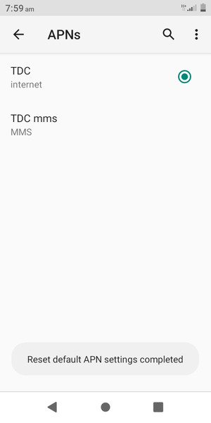 Your phone will reset to default Internet and MMS settings