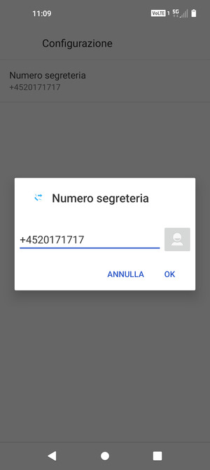 Inserisci Numero segreteria e seleziona OK