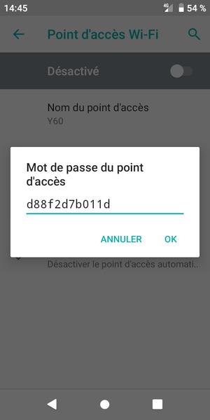 Saisissez un mot de passe de hotspot Wi-Fi d'au moins 8 caractères et sélectionnez OK