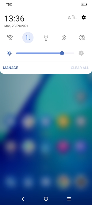 Slide down the top menu again
