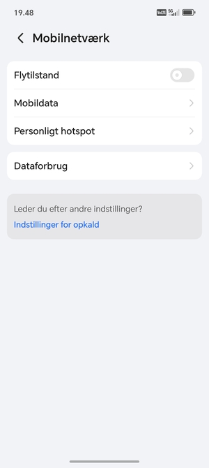 Vælg Mobildata