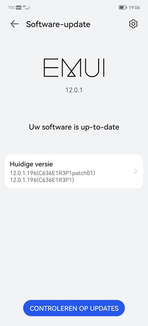 Als uw telefoon up-to-date is, zult u het volgende scherm zien