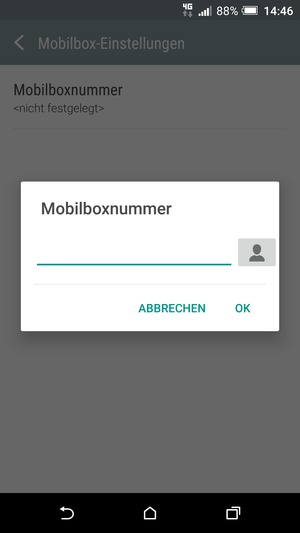 Geben Sie die Voicemail-Nummer ein und wählen Sie OK