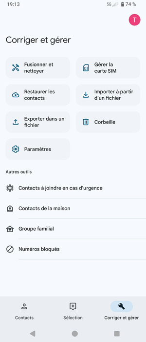 Sélectionnez Gérer la carte SIM