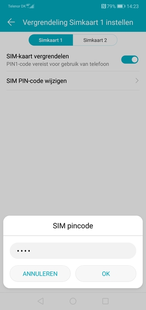 Voer uw Nieuwe SIM pincode in en selecteer OK