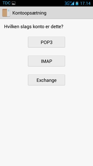 Hvis du ser dette skærmbillede, vælg Exchange