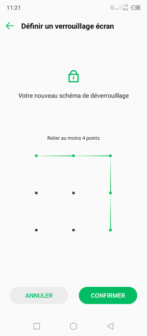 Dessinez de nouveau le schéma de déverrouillage et sélectionnez CONFIRMER