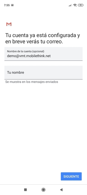 Déle a su cuenta un nombre y escriba su nombre. Seleccione SIGUIENTE