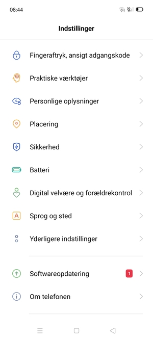 Scroll til og vælg Yderligere indstillinger