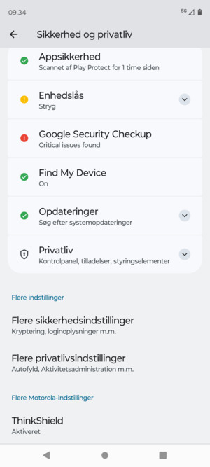 Scroll til og vælg Flere sikkerhedsindstillinger