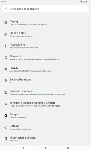 Scorri e seleziona Sicurezza