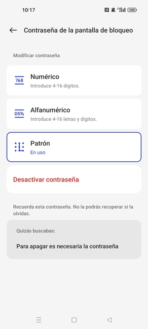 El teléfono ha sido asegurado con un bloqueo de pantalla