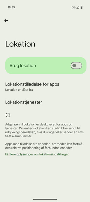 Slå Brug lokation fra