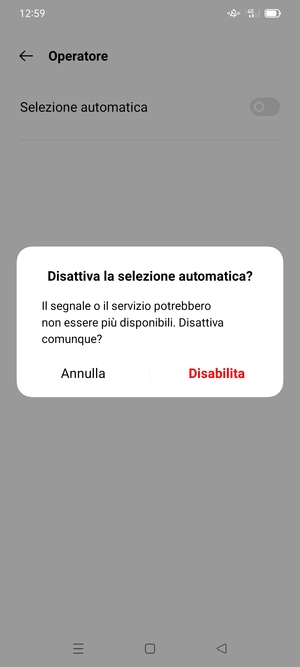 Seleziona Disabilita